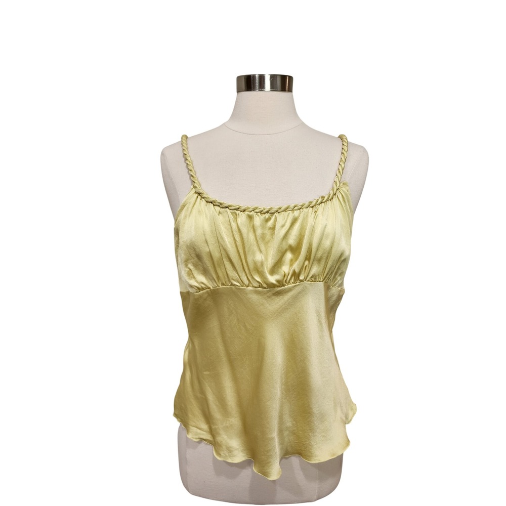 Vintage New York City Design Silk Camisole Tank Top Butter Yellow Y2K size Med